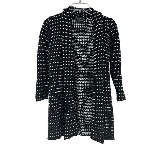 St John Nordstrom Cardigan Sweater Black Open Front Size P US 2 Wool Blend Knit - Picture 1 of 8